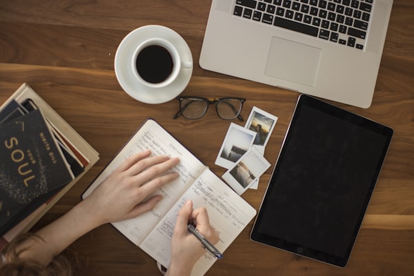 Desk with study materials
